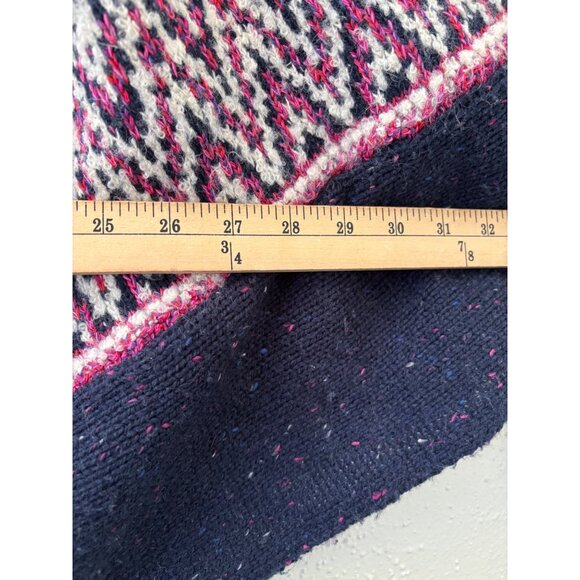 Anthropologie Sleeping On Snow Midland Fair Isle Sweater Poncho Blue XS/S Wool - Picture 10 of 14